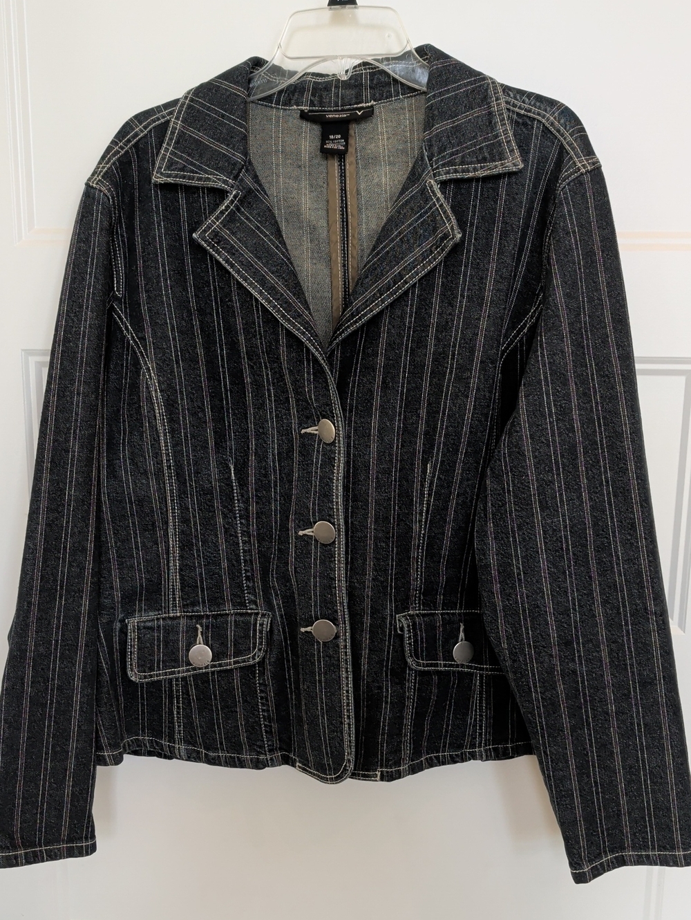 Venezia Blue Pinstripe Jacket with Silver Buttons